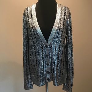 BCBC Maxizara Silver and Black Metallic Sweater